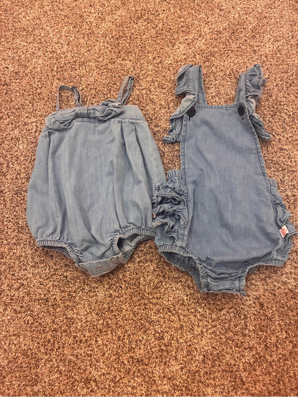 Ruffle Butts Light Blue Denim Bubble Romper Duo